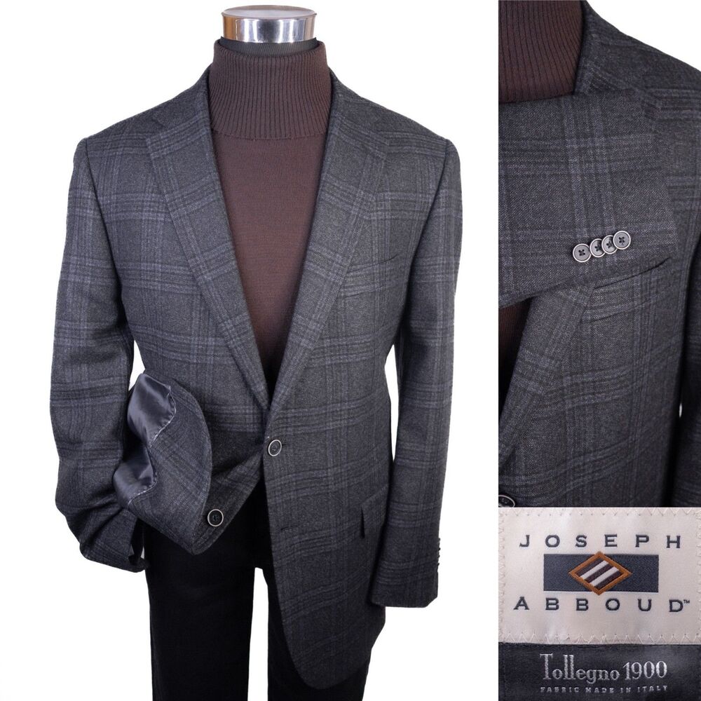 Joseph Abboud Tollegno 1900 Sz 46R Italy Wool Coat Jacket Blazer Two Button EUC